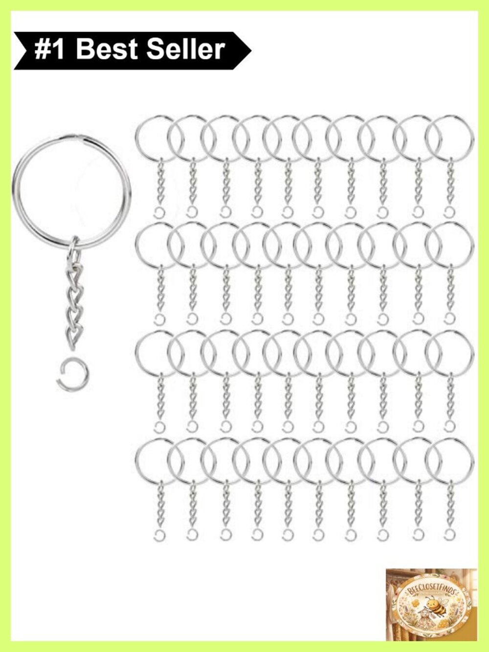 100Pc Keychain Rings Set Iron Alloy Split Round Jump Rings